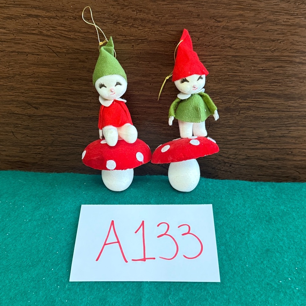 Vintage Elf Mushroom Ornaments